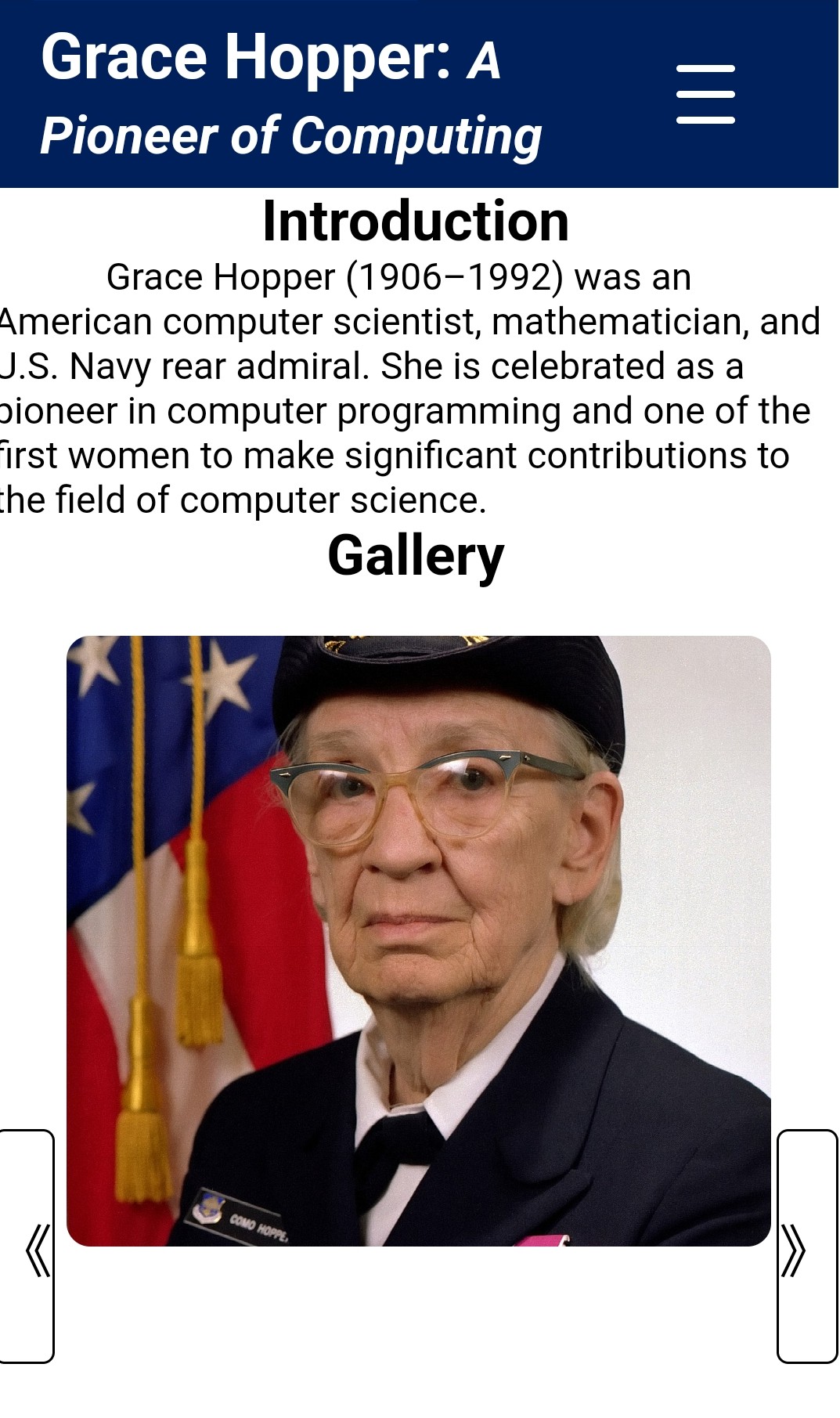 Tribute Page Project Screenshot